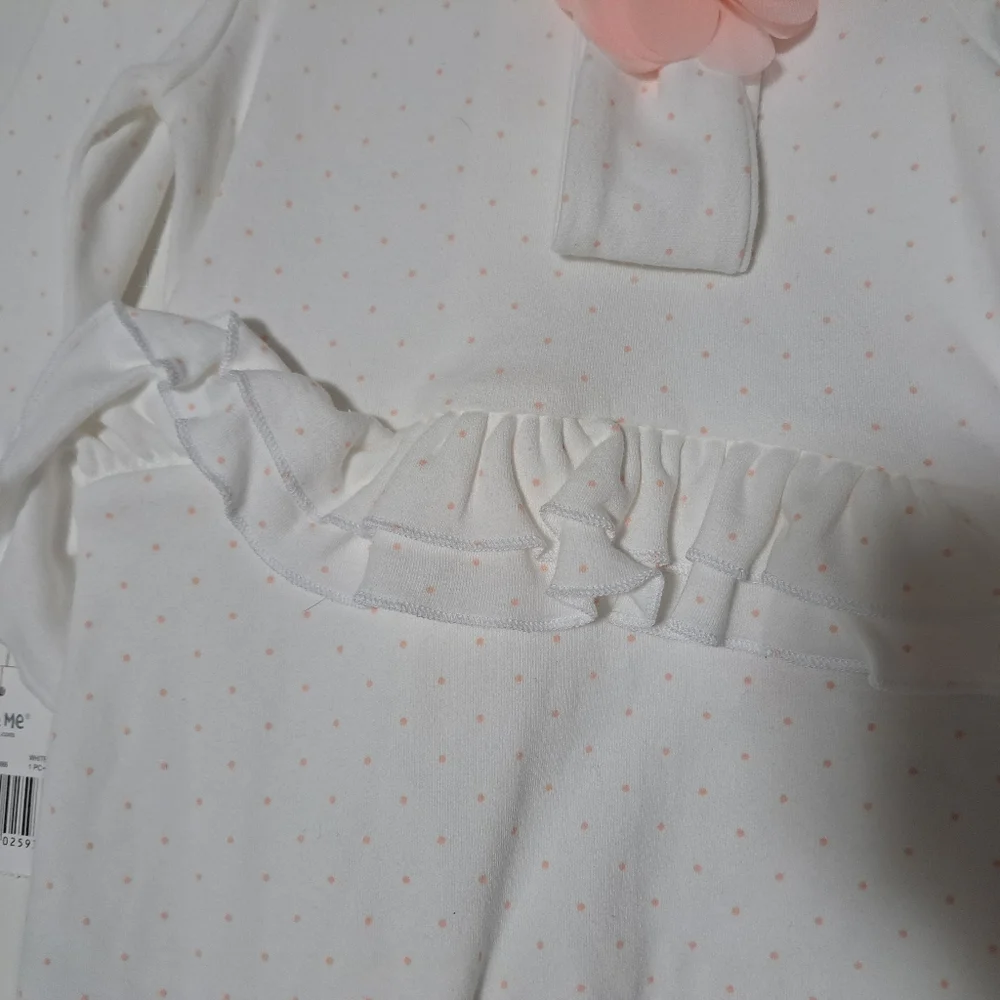 Little Me White and Pink Polka Dot Outfit